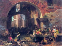 The Arc of Octavius, Roman Fish market by Bierstadt
